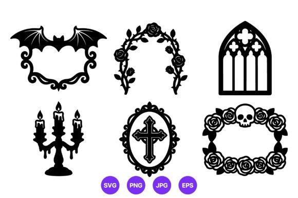 Download Gothic Frame Set Black Silhouettes - Black Collection