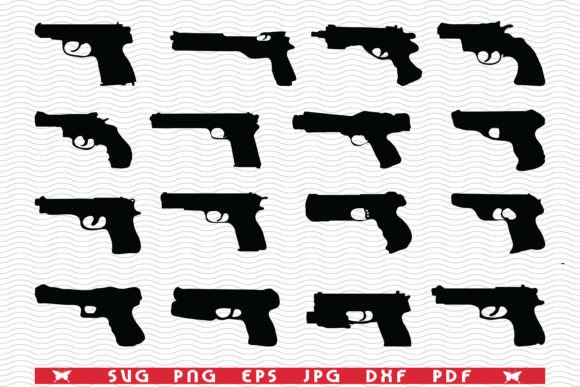 Download SVG Pistols, Handguns, Black Silhouettes - Black Collection