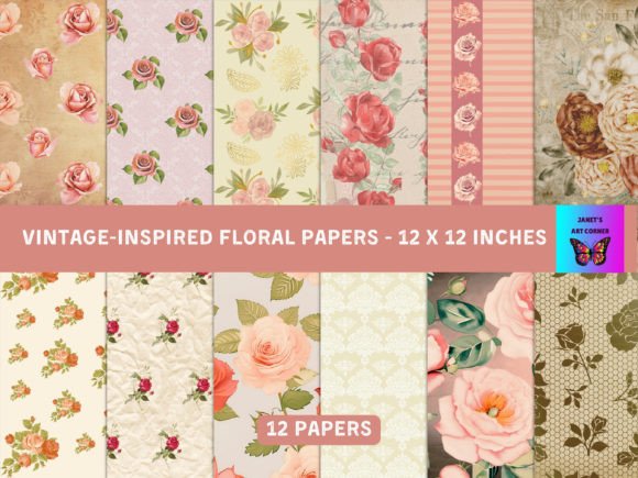 Download Vintage-Inspired Floral Digital Papers - Premium Resources
