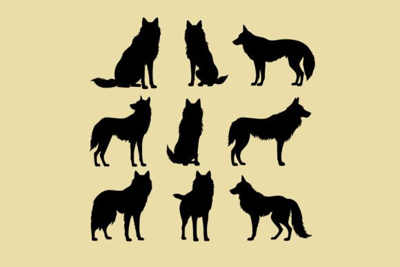 Download Wolfs Black Silhouettes Vector - Black Collection
