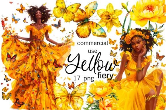 Download Yellow Fiery Black Girl Clipart, Yellow - Black Collection