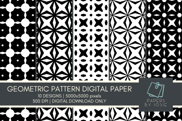Download Black and White Geometric Pattern Paper - Black Collection