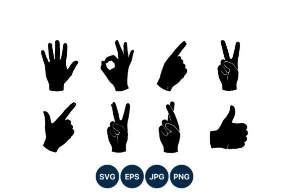 Download Hand Gesture Black Silhouettes - Black Collection