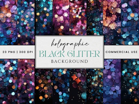 Download Holographic Black Glitter Background - Black Collection