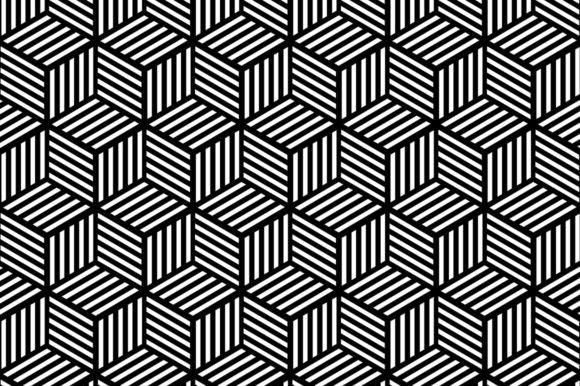 Download Geometric Cube Black White Pattern - Black Collection