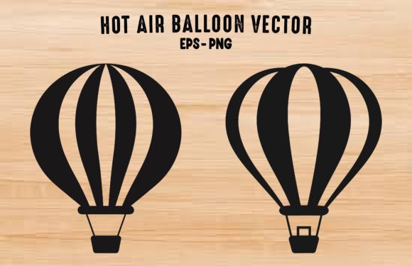 Download Hot Air Balloon Vector Black Silhouettes - Black Collection