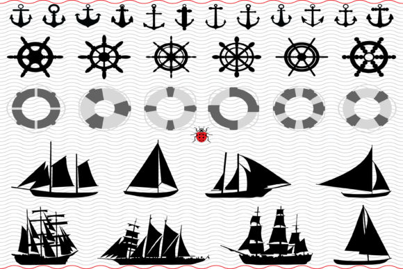 Download Nautical Icons, Black Silhouettes Digital - Black Collection