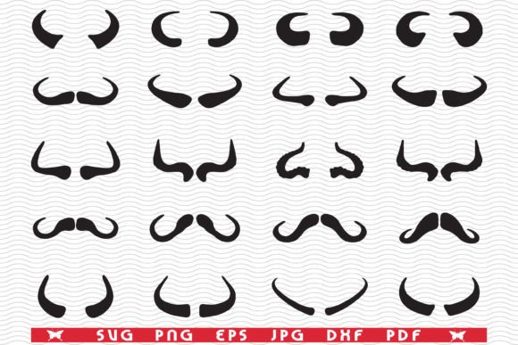 Download SVG Buffalo Horns, Black Silhouettes - Black Collection
