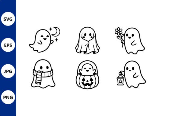 Download Cute Black White Ghost Halloween Vector - Black Collection