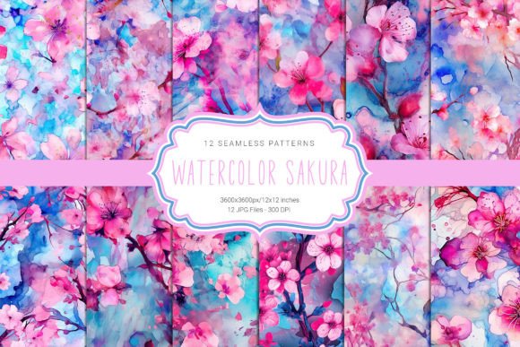 Download Watercolor Cherry Blossom Patterns - Blossom patterns Collection